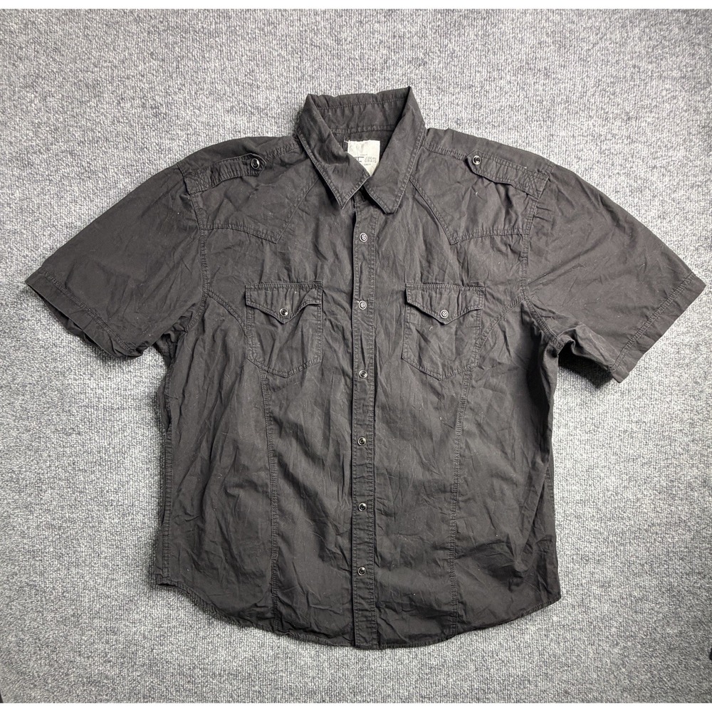 Jordan Craig Black‎ Short Sleeve Western Shirt Mens Snap Button 2XL